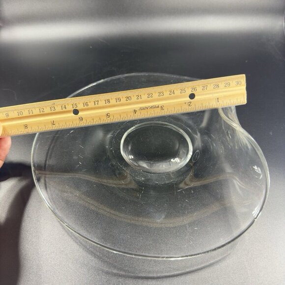 Mid Century Clear Glass Dish Plate Folded Edge Manganese 365nm Green UV Glow VTG - Picture 6 of 11